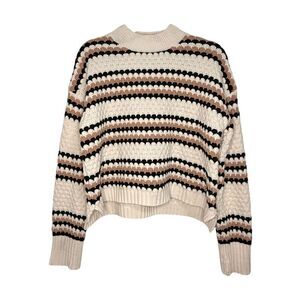 Allison + Zoe Women’s XL Textured Knit Sweater Striped Cropped Mock Neck